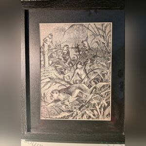 Vintage Monkeys Black And White Print 127 Years Old. Recycled Book Print